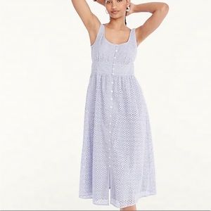 J. Crew Button Front Eyelet Midi Dress Periwinkle Purple Shadow NWT Size 8